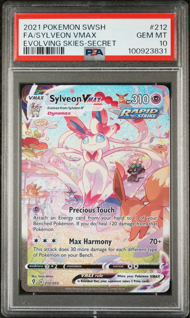 FA-SYLVEON VMAX 212 POKEMON SWORD & SHIELD EVOLVING SKIES - EN - PSA GEM MT 10 - Graded Slab