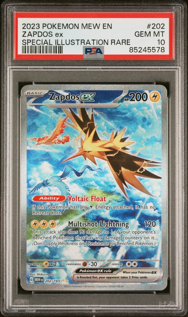 ZAPDOS ex 202 POKEMON MEW EN-151 - EN - PSA GEM MT 10 - Graded Slab