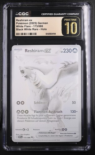 Reshiram ex 173-086 White Flare - GERMAN - CGC PRISTINE 10 - Graded Slab