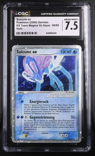 Suicune ex Holo 94 EX Team Magma vs Aqua - DE - CGC NEAR MINT+ 7.5