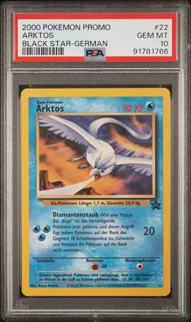 Articuno Black Star Promo 22 Black Star Promos - DE - PSA GEM MT 10
