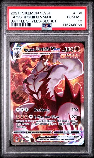 Single Strike Urshifu VMAX Full Art Secret Rare 168 Battle Styles - EN - PSA GEM MT 10