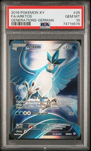 Arktos (Articuno) Full Art 25 XY Generations - DE - PSA GEM MT 10
