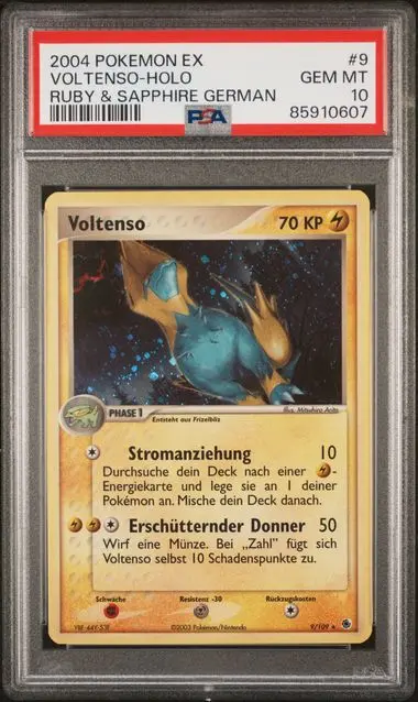 Voltenso (Manectric) Holo 9 EX Ruby & Sapphire - DE - PSA GEM MT 10