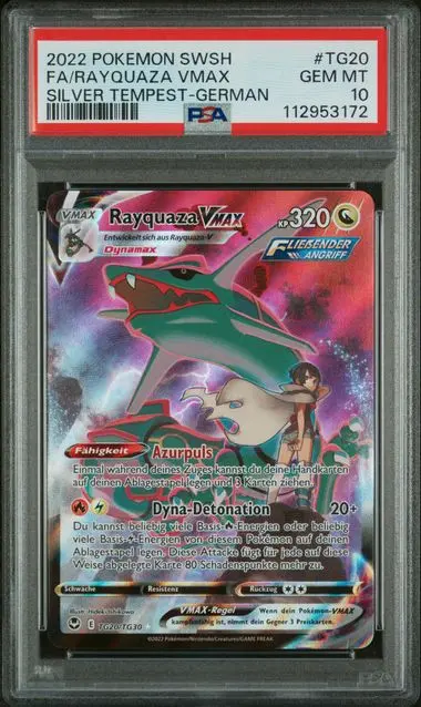 Rayquaza VMAX Full Art TG20 SWSH Silver Tempest - DE - PSA GEM MT 10