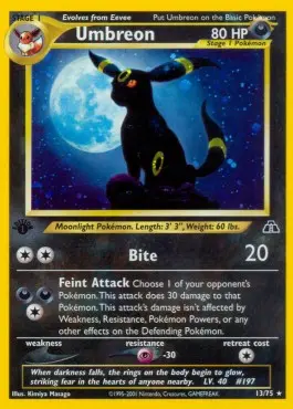 Nachtara (Umbreon) Holo R 13 Neo Discovery Unlimited - DE - BGS MINT 9