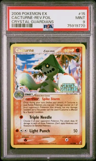 Cacturne Reverse Foil Delta Species 15 Crystal Guardians - EN - PSA MINT 9
