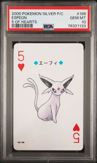 Espeon 5 of Hearts 196 Silver Playing Cards - JP - PSA GEM MT 10