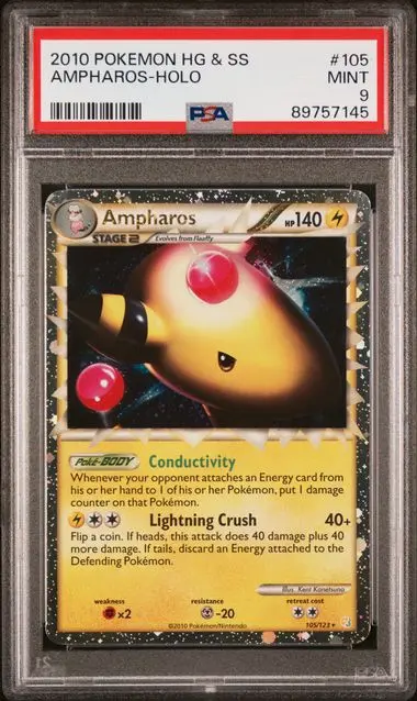 Ampharos Holo 105 HeartGold & SoulSilver - EN - PSA MINT 9