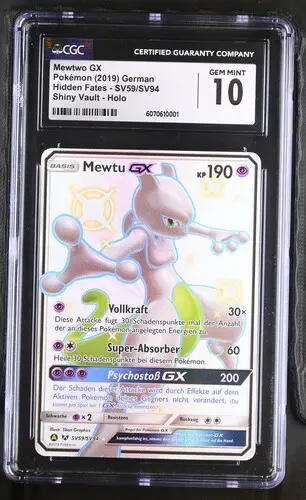 Mewtwo GX Shiny Vault Holo SV59 Hidden Fates - DE - CGC GEM MINT 10