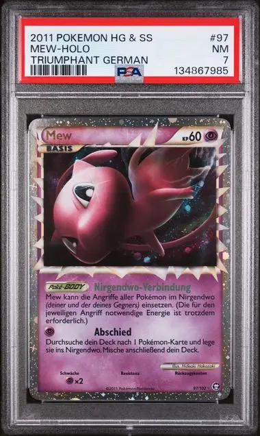 Mew Holo 97 HS Triumphant - DE - PSA NM 7