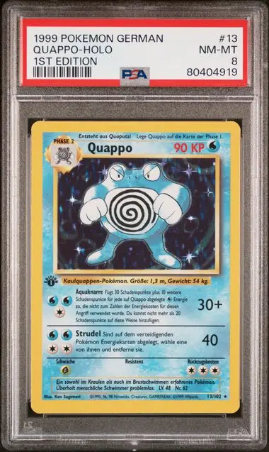 Quappo Holo 1st ED Base PSA8 DE