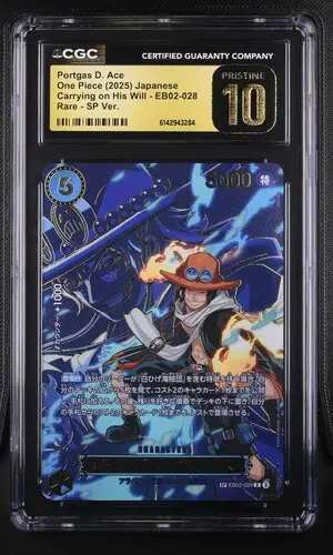 2025 One Piece Carrying on His Will (OP13) Japanese Portgas D. Ace SP Ver. (SP next to number) #EB02-028 CGC 10 Pristine