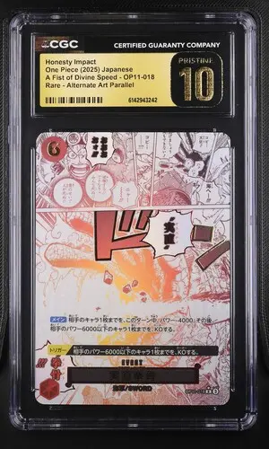 2025 One Piece A Fist of Divine Speed (OP11) Japanese Honesty Impact (Borderless) Alt Art #OP11-018 CGC 10 Pristine
