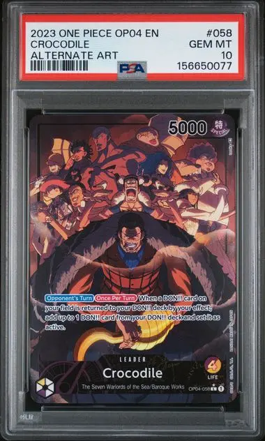 2023 One Piece Op04-Kingdoms of Intrigue Crocodile Alternate Art #058 PSA 10