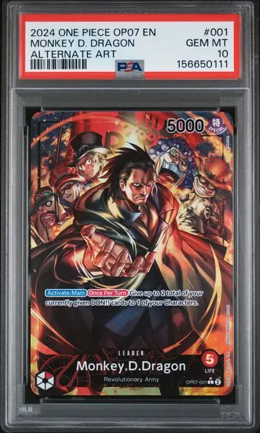 2024 One Piece Op07-500 Years in the Future Monkey D. Dragon Alternate Art #001 PSA 10