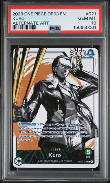 2023 One Piece Op03-Pillars of Strength Kuro Alternate Art #021 PSA 10