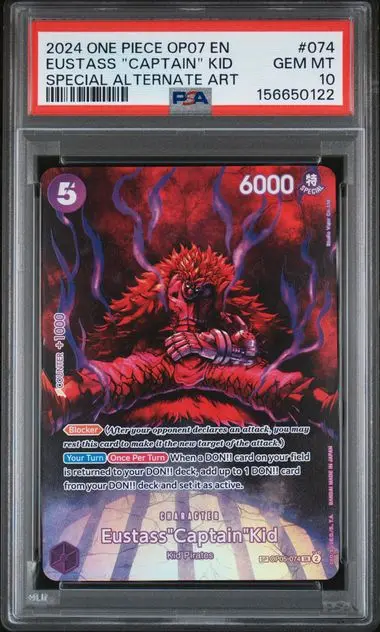 2024 One Piece Op07-500 Years in the Future Eustass "Captain" Kid Special Alternate Art #074 PSA 10