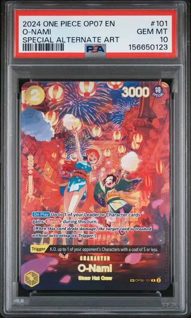 2024 One Piece Op07-500 Years in the Future O-Nami Special Alternate Art #101 PSA 10