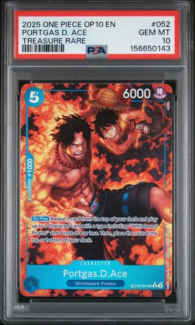 2025 One Piece Op10-Royal Blood Portgas D. Ace Treasure Rare #052 PSA 10