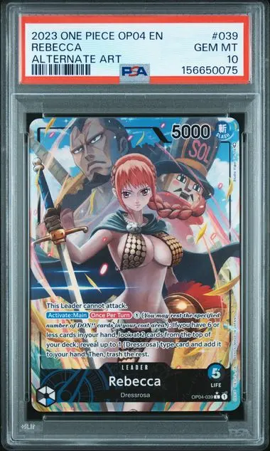 2023 One Piece Op04-Kingdoms of Intrigue Rebecca Alternate Art #039 PSA 10