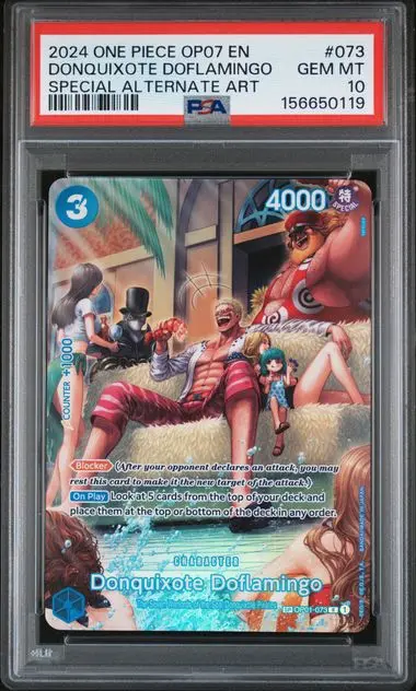 2024 One Piece Op07-500 Years in the Future Donquixote Doflamingo Special Alternate Art #073 PSA 10