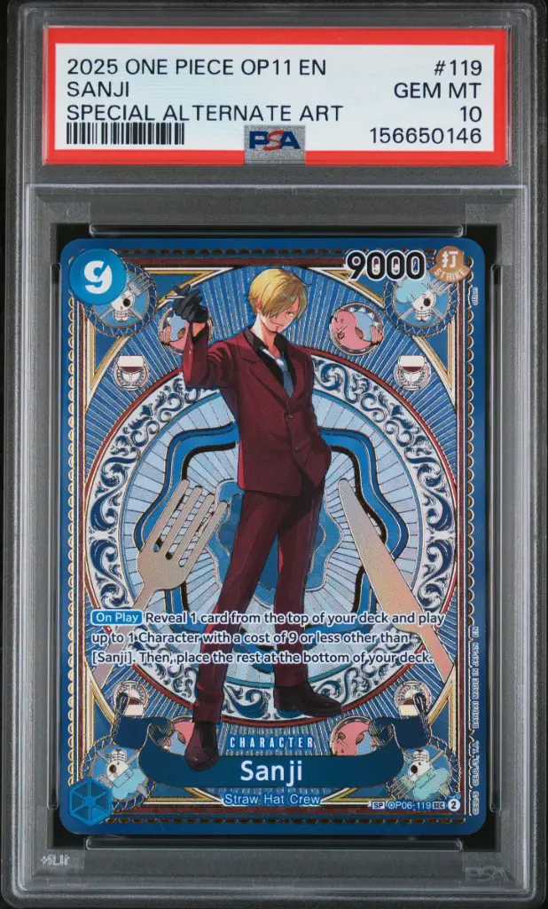 2025 One Piece Op11-A Fist of Divine Speed Sanji Special Alternate Art #119 PSA 10