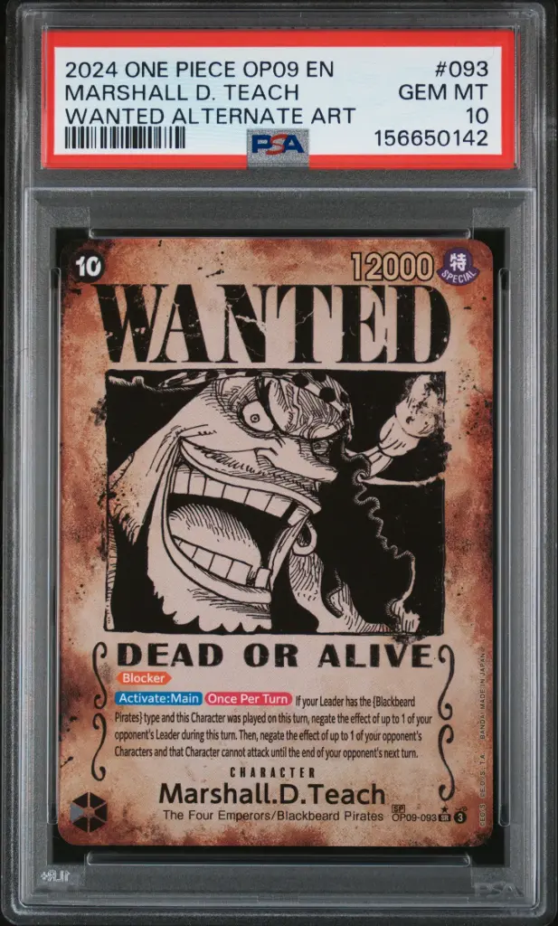 2024 One Piece Op09-Emperors in the New World Marshall D. Teach Wanted Alternate Art #093 PSA 10