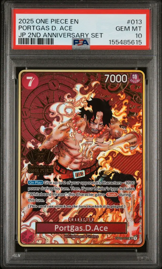 2025 One Piece Japanese 2nd Anniversary Set Portgas D. Ace #013 PSA 10