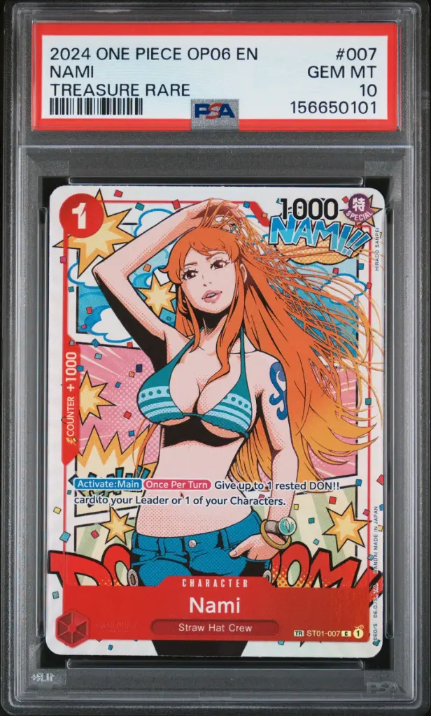 2024 One Piece Op06-Wings of the Captain Nami Treasure Rare #007 PSA 10
