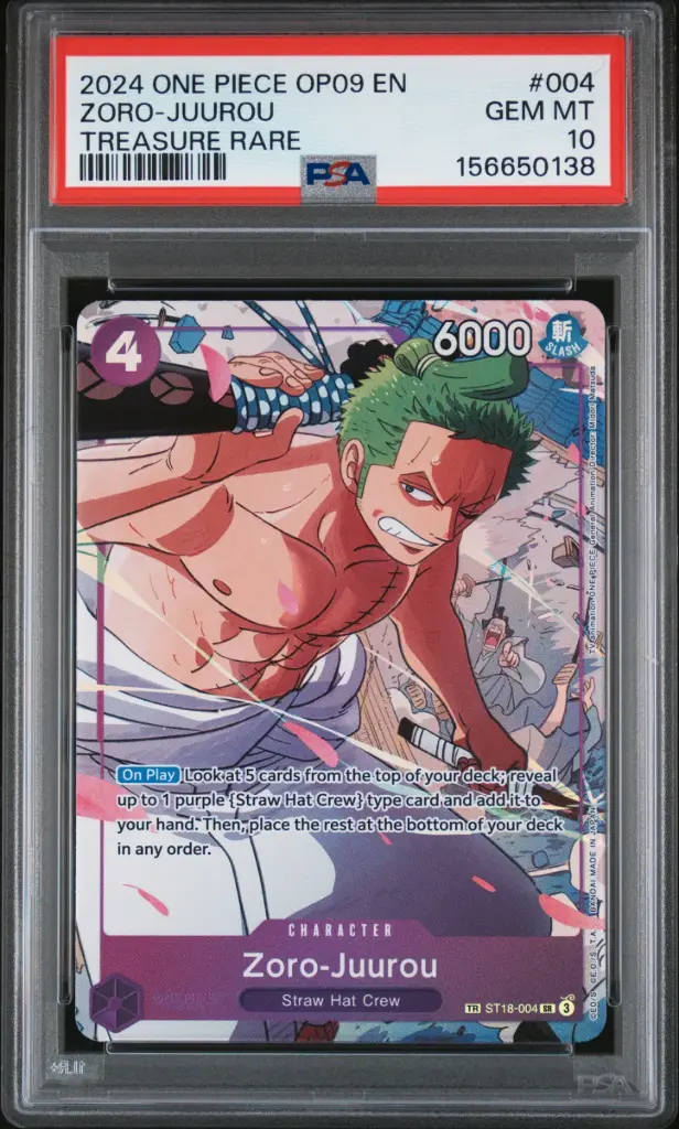 2024 One Piece Op09-Emperors in the New World Zoro-Juurou Treasure Rare #004 PSA 10