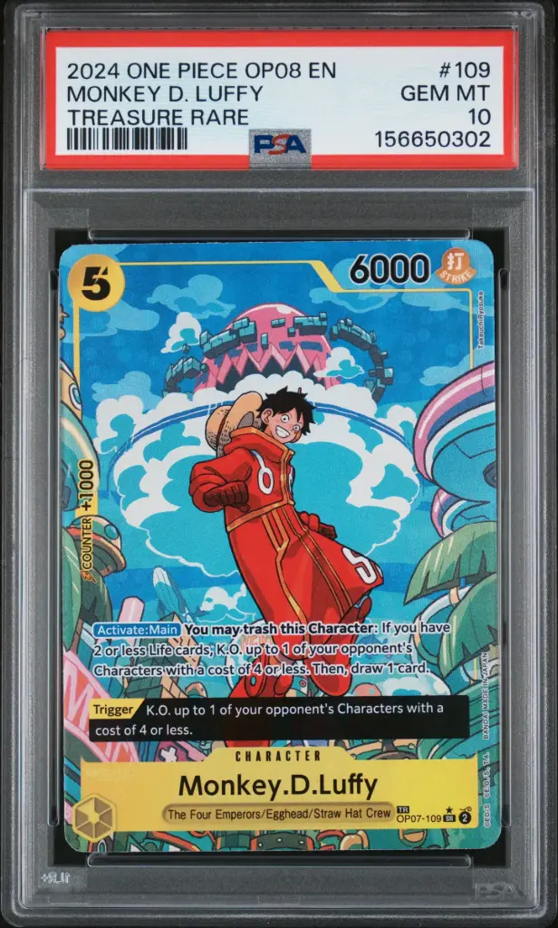 2024 One Piece Op08-Two Legends Monkey D. Luffy Treasure Rare #109 PSA 10