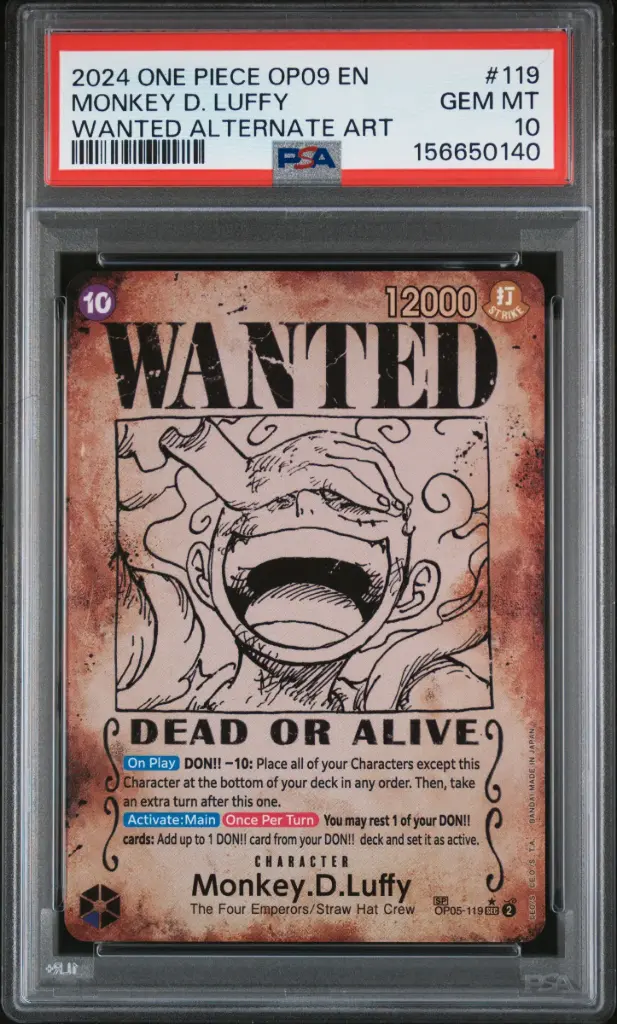 2024 One Piece Op09-Emperors in the New World Monkey D. Luffy Wanted Alternate Art #119 PSA 10