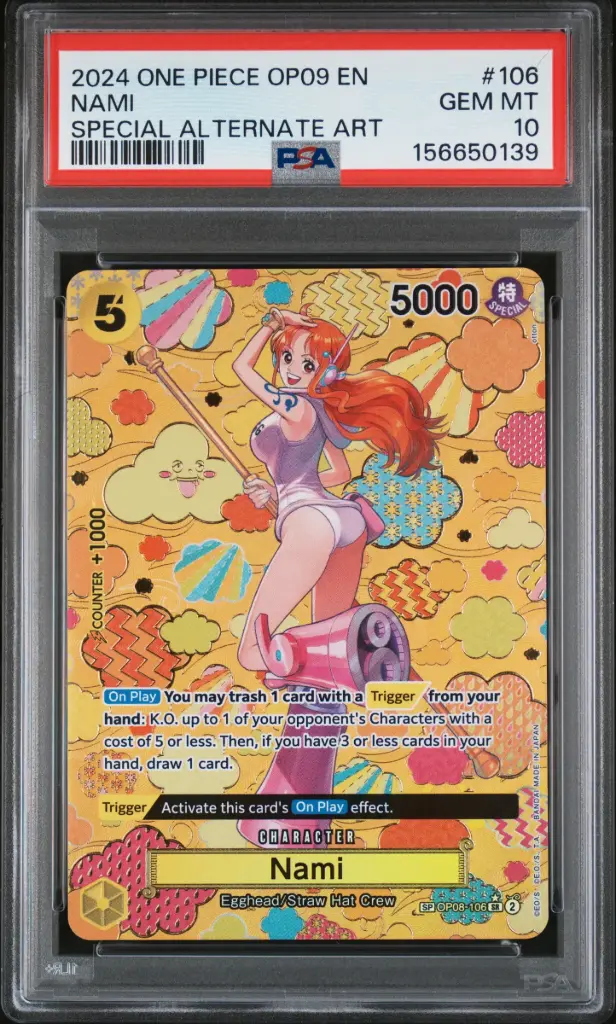2024 One Piece Op09-Emperors in the New World Nami Special Alternate Art #106 PSA 10