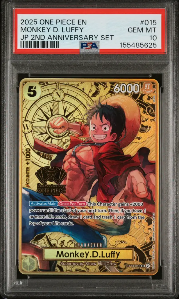 2025 One Piece Japanese 2nd Anniversary Set Monkey D. Luffy #015 PSA 10