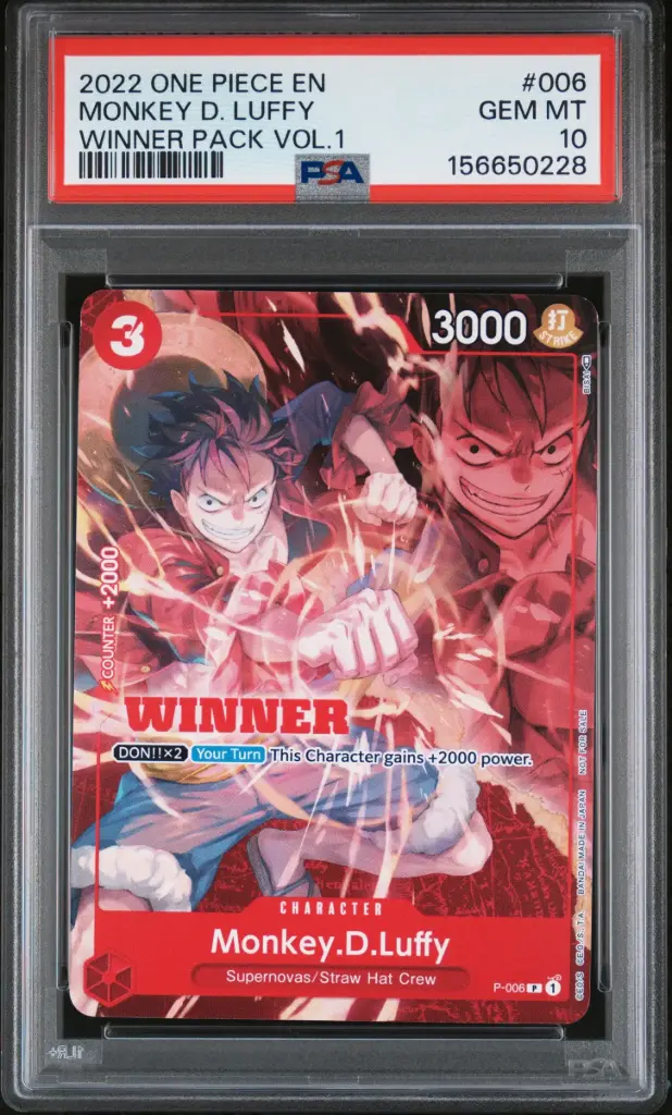 2022 One Piece Promos Monkey D. Luffy Winner Pack Vol.1 #006 PSA 10