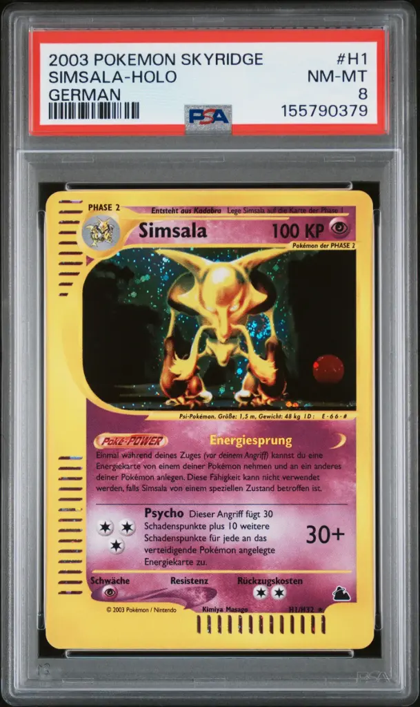 2003 Pokemon Skyridge Simsala-Holo German #H1 PSA 8