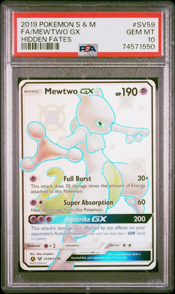 2019 Pokemon Sun & Moon Hidden Fates #SV59 Full Art / Mewtwo Gx PSA10