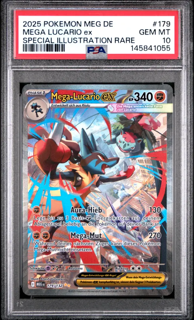 2025 Pokemon German Meg De-Mega Evolution Mega Lucario Ex Special Illustration Rare #179 PSA 10