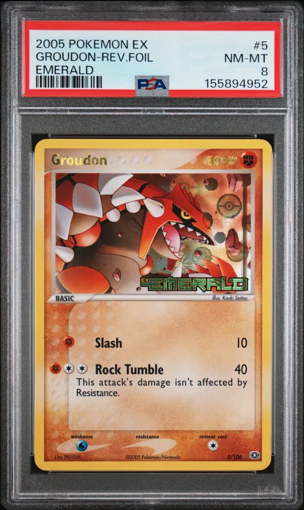 2005 Pokemon Ex Emerald Groudon-Reverse Foil #5 PSA 8