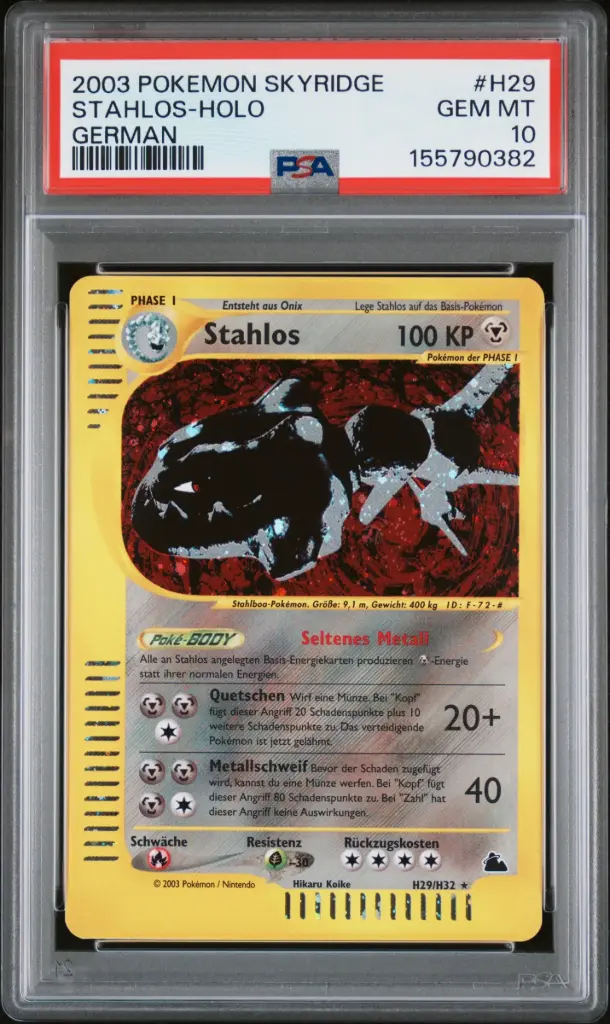 2003 Pokemon Skyridge Stahlos-Holo German #H29 PSA 10