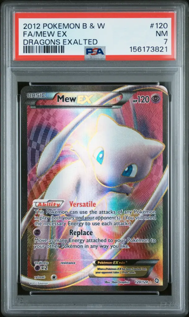 2012 Pokemon Black & White Dragons Exalted Full Art / Mew Ex #120 PSA 7