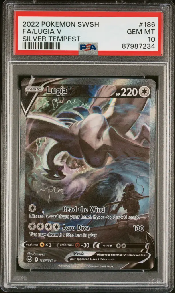 2022 Pokemon Sword & Shield Silver Tempest Full Art / Lugia V #186 PSA 10