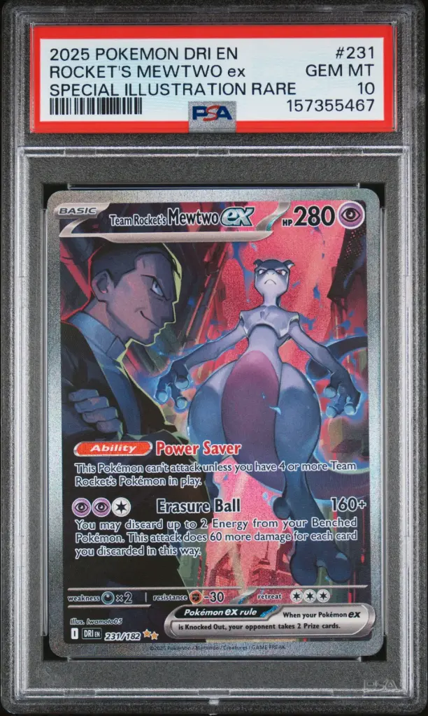 2025 Pokemon Dri En-Destined Rivals Team Rocket's Mewtwo Ex Special Illustration Rare #231 PSA 10