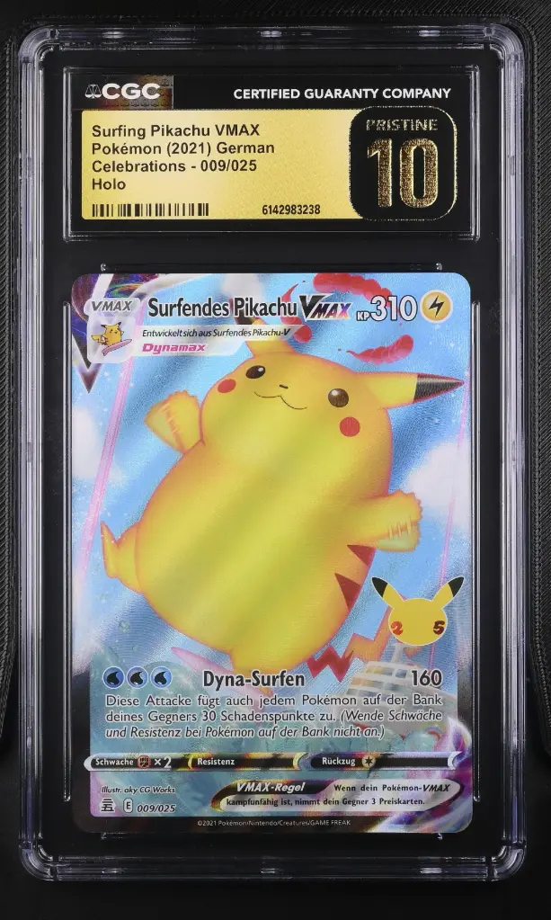 2021 Pokemon Celebrations German Surfing Pikachu VMAX Holo #009/025 CGC 10 Pristine