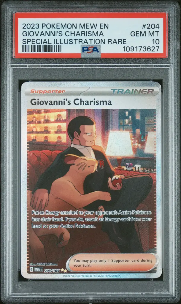 2023 Pokemon Mew En-151 Giovanni's Charisma Special Illustration Rare #204 PSA 10