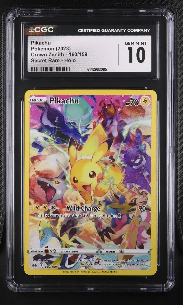 2023 Pokemon Crown Zenith Pikachu Secret Rare Holo #160/159 CGC 10