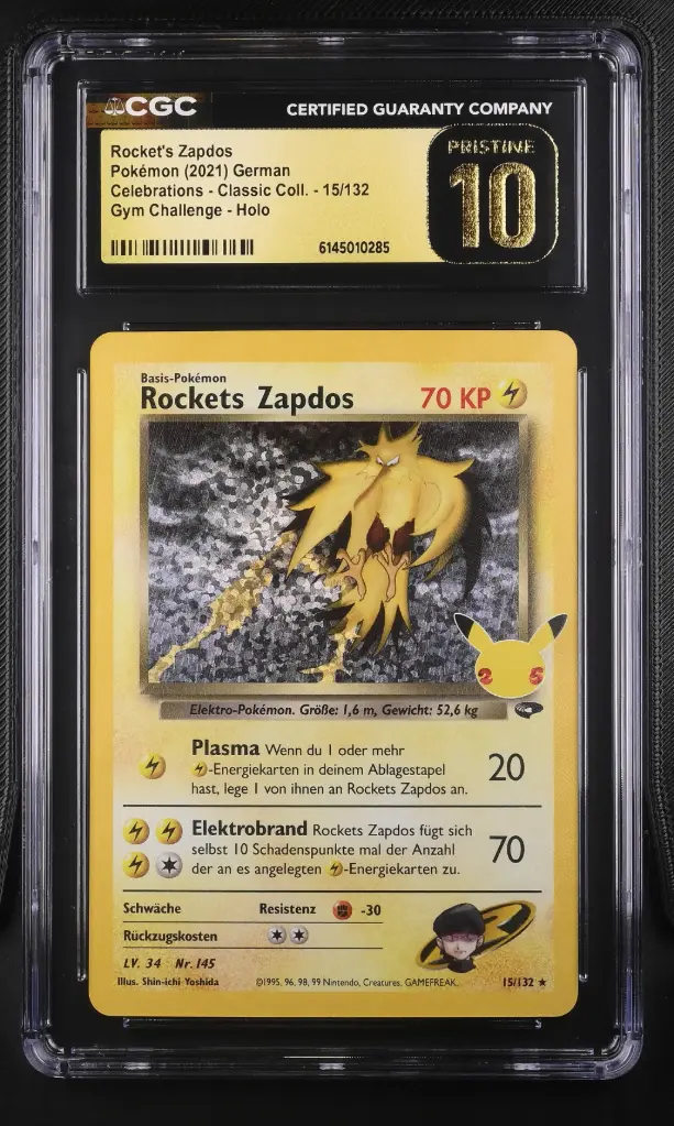 2021 Pokemon Celebrations - Classic Collection German Rocket's Zapdos Gym Challenge Holo #15/132 CGC 10 Pristine