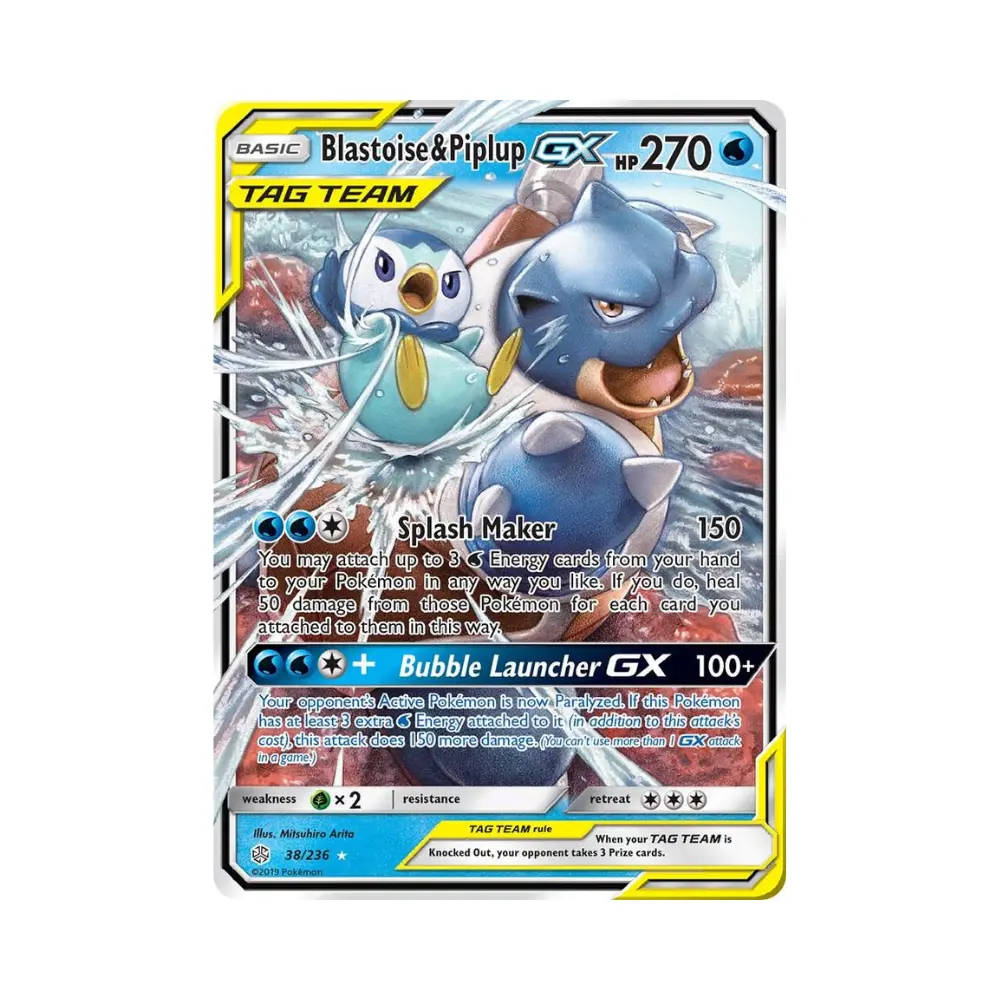 Blastoise & Piplup GX [Splash Maker | Bubble Launcher GX] (Blastoise & Piplup GX) - Cosmic Eclipse - #38 - DE