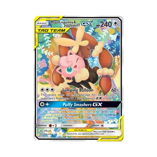 [DEK-CEC-226-EN-NM] Mega Schlapor & Pummeluff GX (Mega Lopunny & Jigglypuff GX) - Cosmic Eclipse - #226